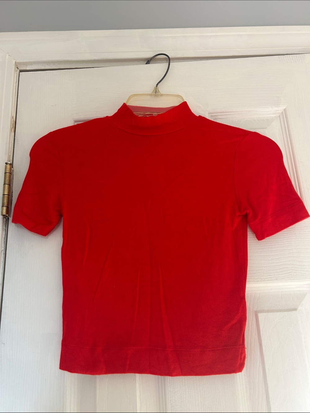 Aritzia Red Short Sleeve Mock Neck Tee